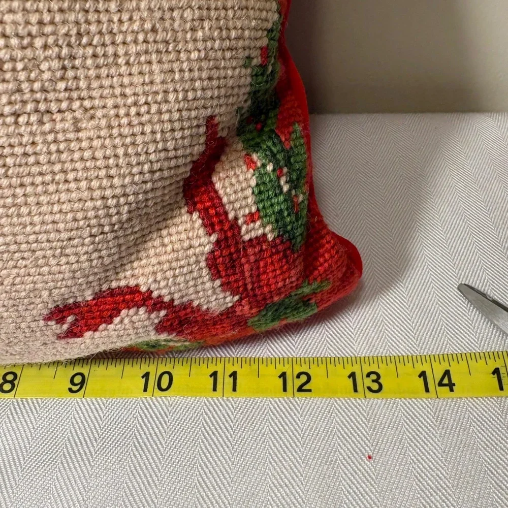 Imperial Elegance Handmade Wool Needlepoint Christmas Throw‎ Pillows 13 X 13